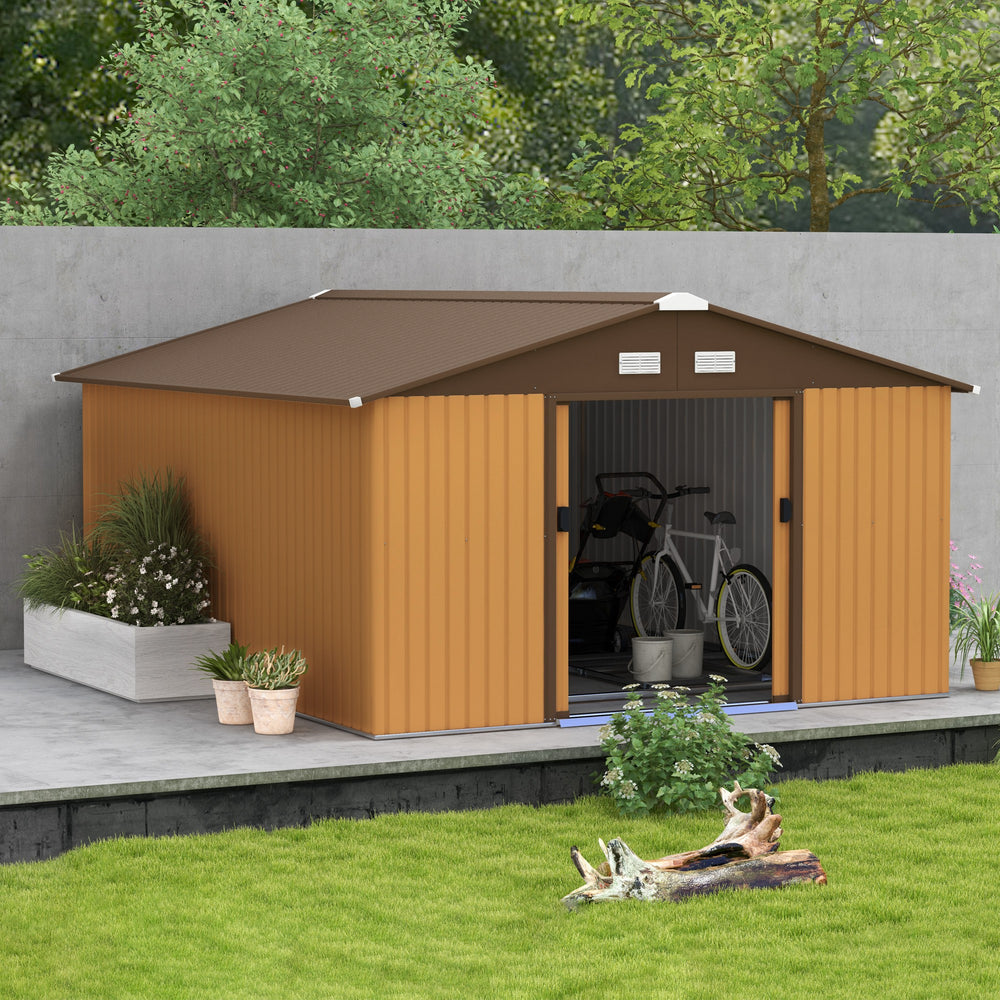 Garden shed with foundation kit and double door