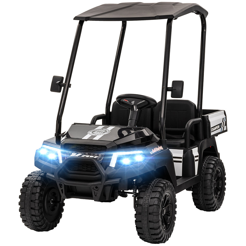 24V Electric Car with Remote Control, 4-Wheel Spring Suspension, Black