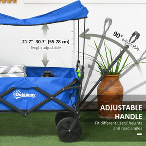 Folding garden cart with steel frame, dark blue