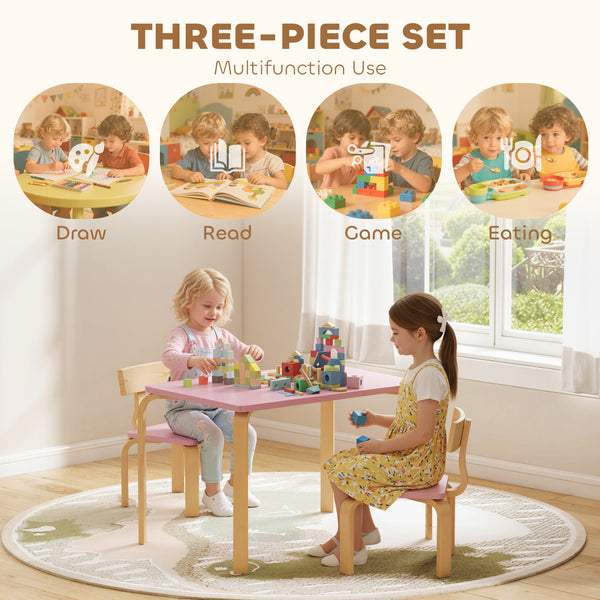 Table and 2 chairs set, pink