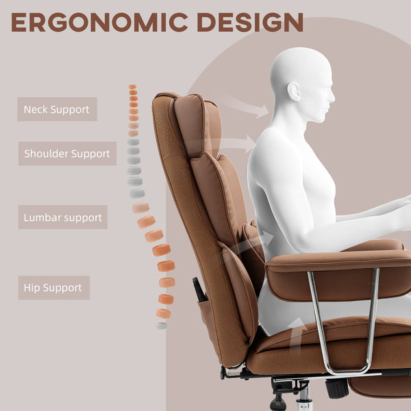 Massage office chair with 6-point vibration, brown