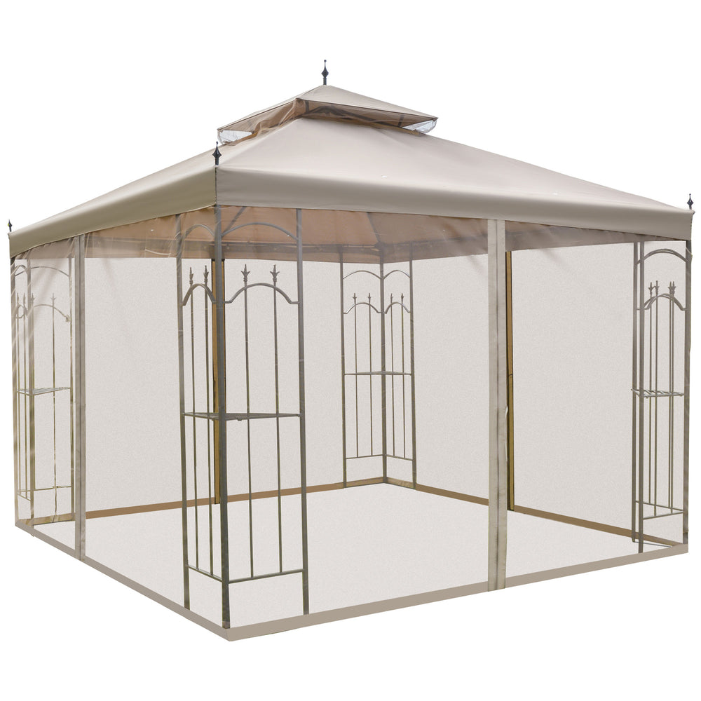 10 x 10 ft. Steel Gazebo with Removable Mesh Curtains