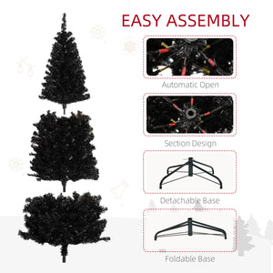 6ft Black Artificial Christmas Tree with Automatic Opening