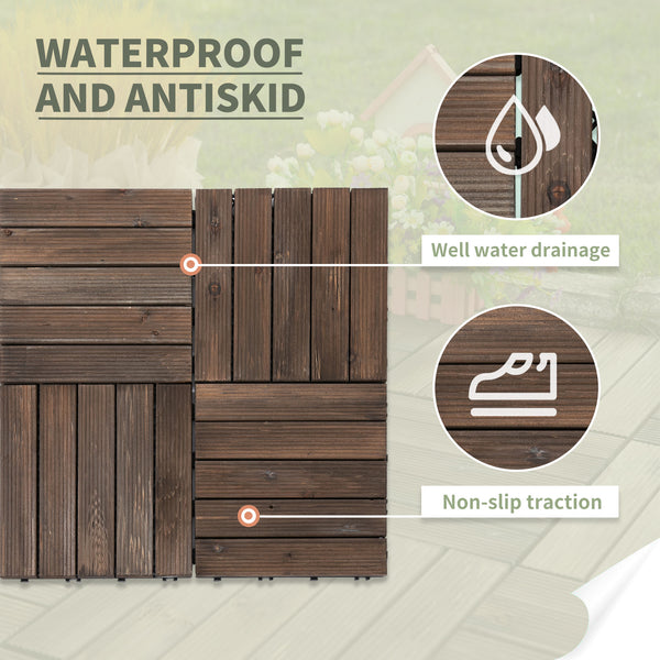 Set of 27 interlocking wooden terrace tiles