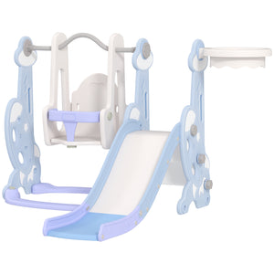 4-in-1 Rocket Theme Slide and Swing Set, Light Blue