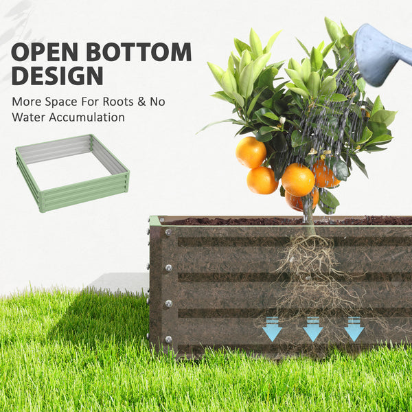 Raised planter in galvanized steel, light green