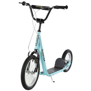 Scooter with adjustable handlebar and 16-inch inflatable rubber wheel, blue