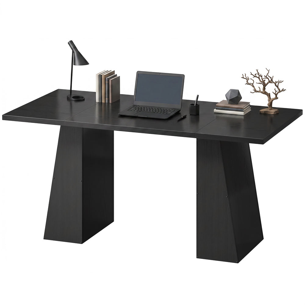 63-in. trapezoid leg desk, black