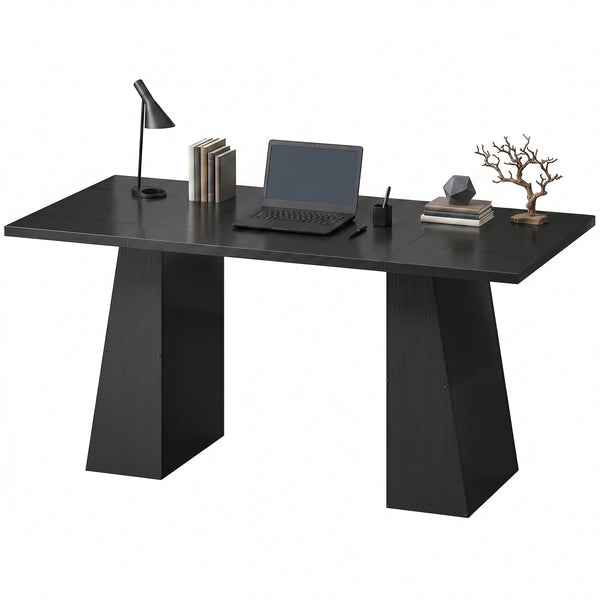 63-in. trapezoid leg desk, black