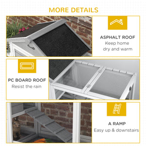 Wooden hutch with opening roof and storage box, grey