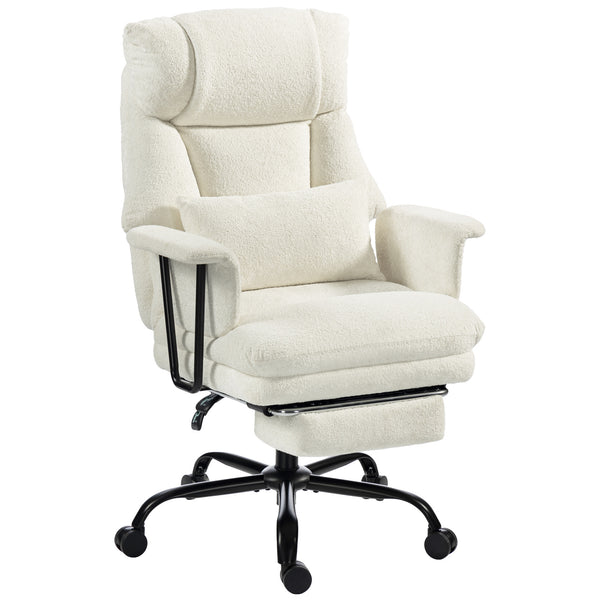 Heavy-duty reclining office chair, 400 lbs capacity, off-white
