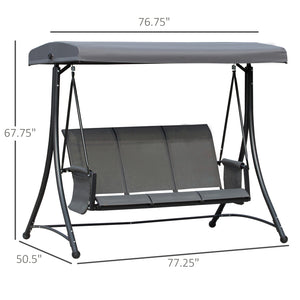 3-seater swing with high backrest and adjustable canopy, dark grey