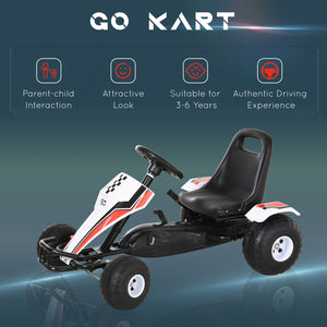 Racing style pedal go-kart with adjustable seat, handbrake and gear lever