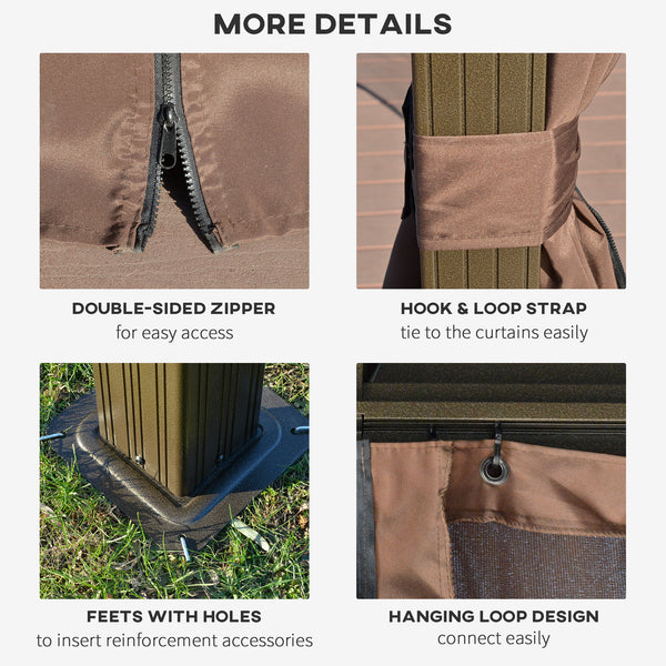 10' x 12' Hardtop Gazebo with Double Roof, Netting and Curtains for Garden, Yard, Patio,