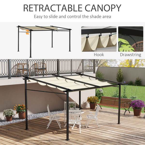 10 x 13 metal pergola with sliding and retractable roof, beige