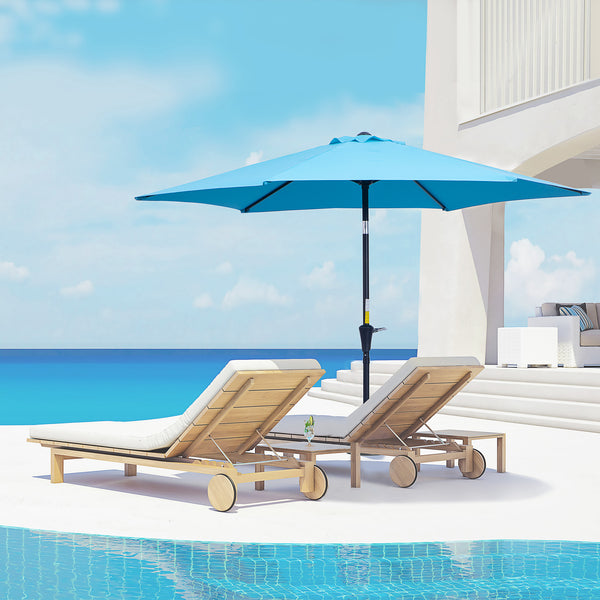 8.5-foot round parasol, blue
