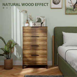 Bedroom chest of drawers, 4 drawer storage tower, natural color