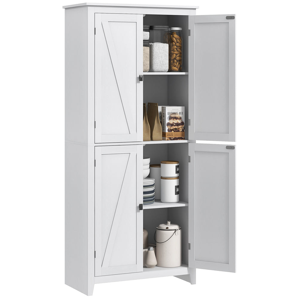 72" Freestanding Storage Cabinet with Doors and Shelves, White