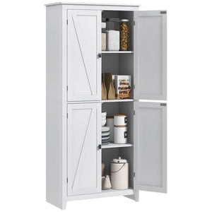 72" Freestanding Storage Cabinet with Doors and Shelves, White