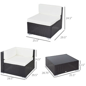 7-piece Woven Rattan Garden Furniture Set with Coffee Table and Cushions