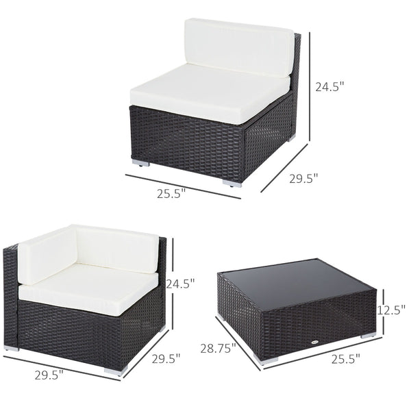 7-piece Woven Rattan Garden Furniture Set with Coffee Table and Cushions