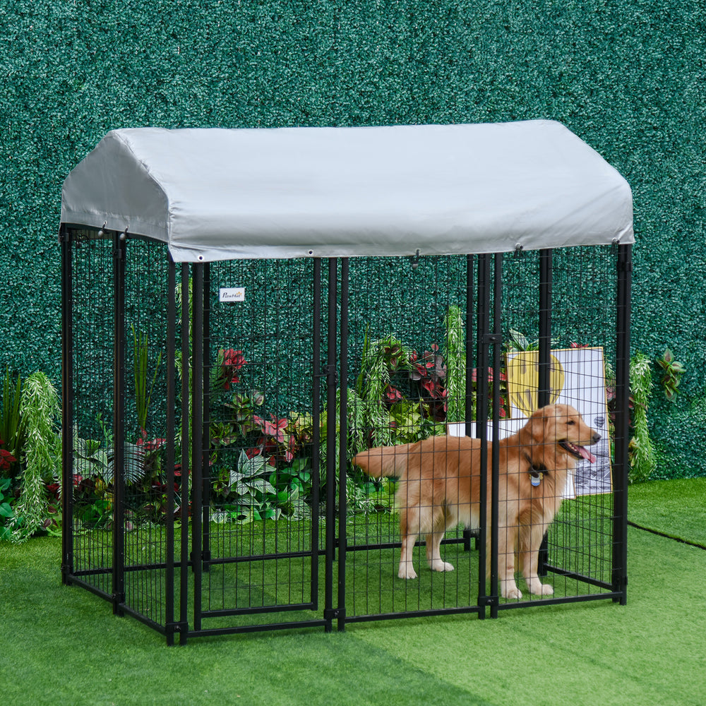 Dog kennel with waterproof and UV-resistant cover