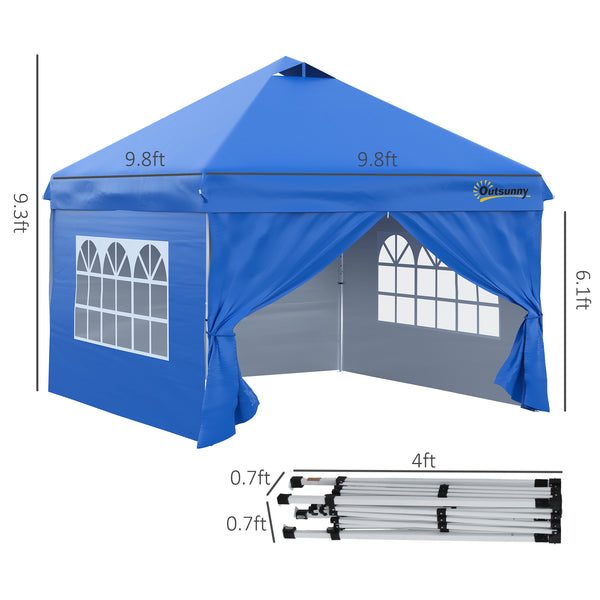 10 x 10 folding tent with wheeled carry bag, blue