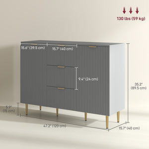 Modern kitchen storage cabinet with 3 drawers and adjustable shelves, grey