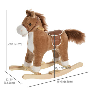 Plush Rocking Horse with Sounds, Brown