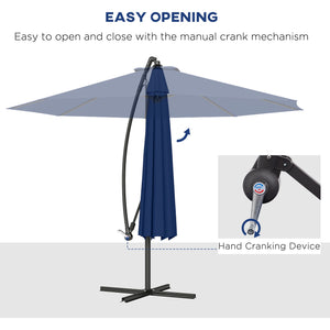 10-foot cantilever parasol, navy blue