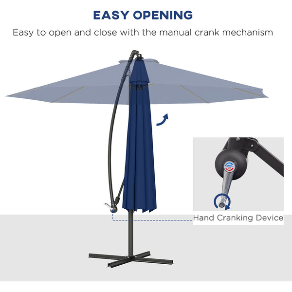 10-foot cantilever parasol, navy blue