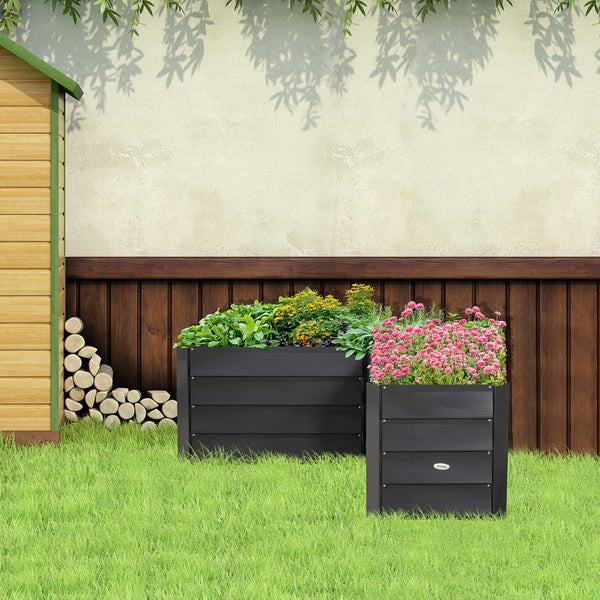 L-shaped raised garden bed in galvanized steel, 114 x 114 x 43 cm, dark grey