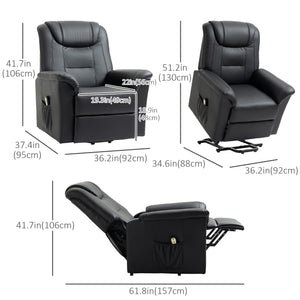 Black Faux Leather Power Recliner Lift Chair with Footrest and Remote Control
