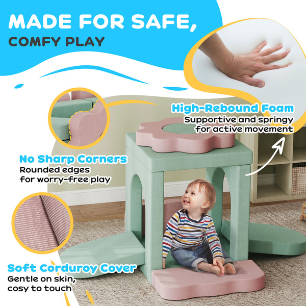 12-Piece Climbing Toys with Ball Pit (Balls Not Included), Green