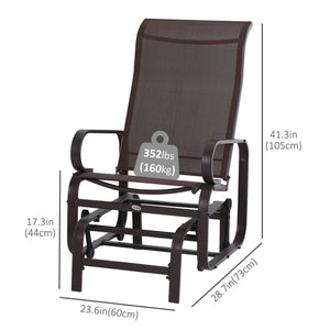 Breathable Mesh Fabric Garden Chair Rocking Seat for Patio Yard Porch Brown