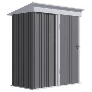 Lean-to steel garden shed with adjustable shelf, lock and gloves, grey