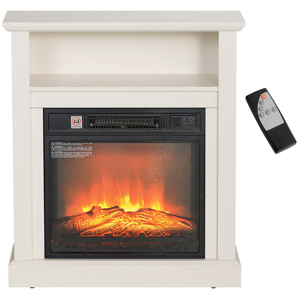 27-inch Freestanding Electric Fireplace with White Mantel, 1400W