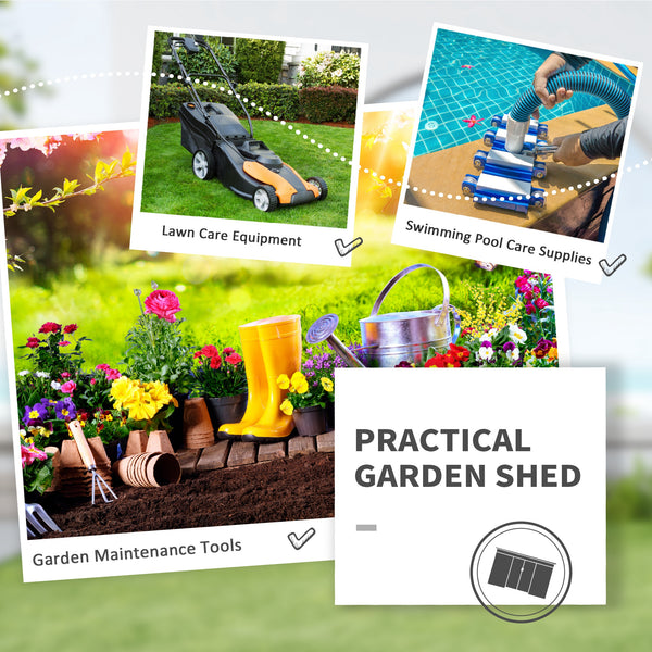 Metal garden shed with foundation kit, ventilation and doors, light grey