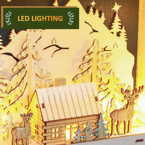 24-day wooden Christmas Advent calendar decoration with lights