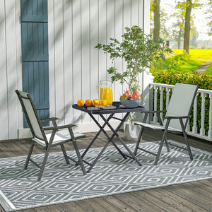 Folding square patio table with imitation rattan grid top