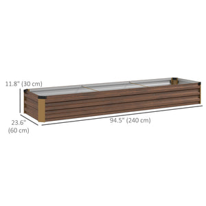Galvanized Raised Garden Bed 8 ft. x 2 ft. x 1 ft., brown