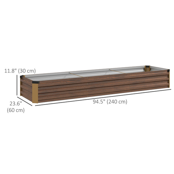 Galvanized Raised Garden Bed 8 ft. x 2 ft. x 1 ft., brown