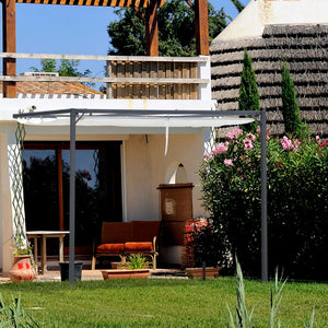 10 x 10 pergola with retractable awning, cream white