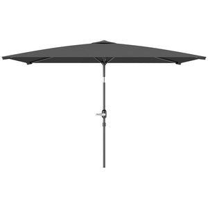Rectangular tilting aluminium garden parasol 2 x 3 m, garden parasol, outdoor parasol with crank, dark grey