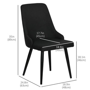 Set of 2 black upholstered fabric chairs