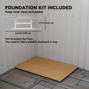 Galvanized steel garden shed with foundation kit - Green