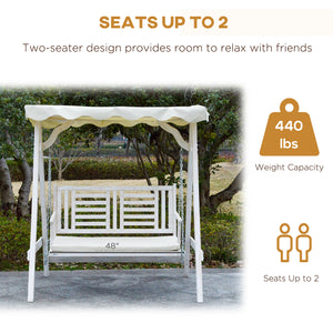Two-seater swing with canopy and cushion