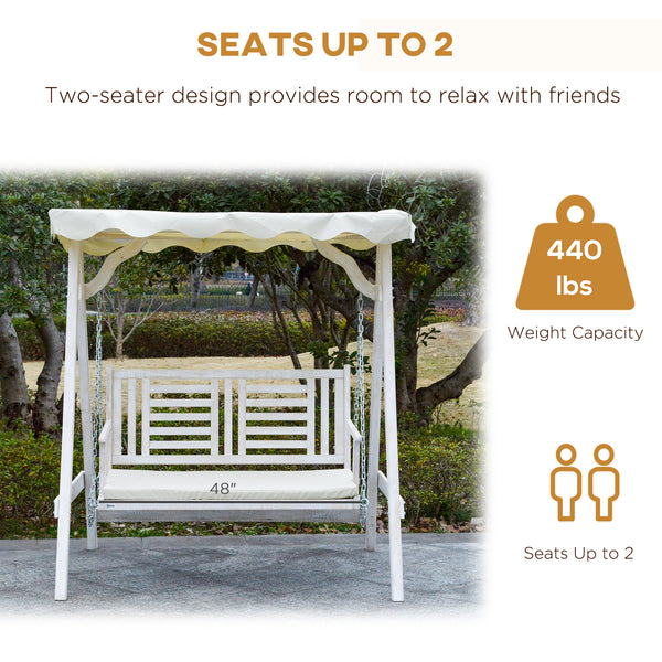 Two-seater swing with canopy and cushion