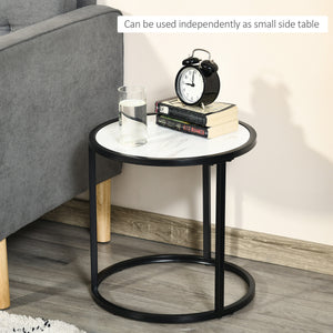 Set of 2 round nesting tables, white and black