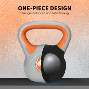 18 lb kettlebell with wide handle and stable base – Orange and gray